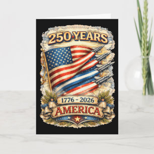 Usa 250 Years 1776-2026 250th Birthday 4th Of July Card