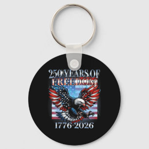 USA 250 Years 1776-2026 Bald Eagle America Flag Key Ring