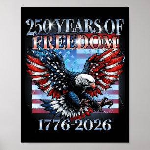 USA 250 Years 1776-2026 Bald Eagle America Flag Poster