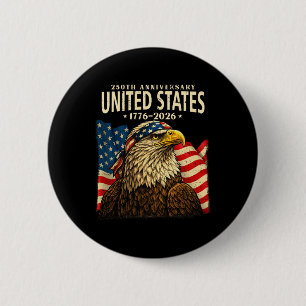 Usa 250 Years 1776-2026 Ld Eagle America Flag Men 6 Cm Round Badge