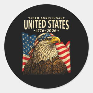 Usa 250 Years 1776-2026 Ld Eagle America Flag Men  Classic Round Sticker