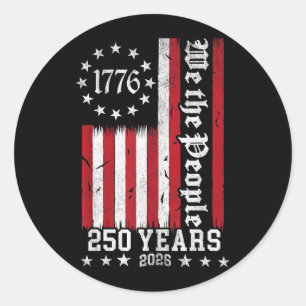 USA 250 Years 1776-2026 The People Vintage Classic Round Sticker
