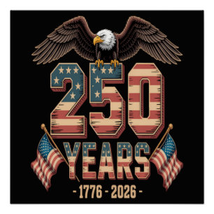 USA 250 Years 250th Anniversary Flag US Poster