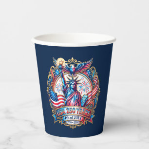 USA 250 years 4th of July 1776-2026 Paper Cups