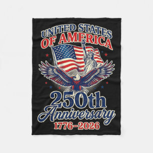 USA 250 Years Anniversary Patriotic 4th of Fleece Blanket