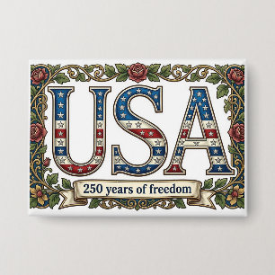 USA 250 Years Anniversary Silver Florals Souvenir