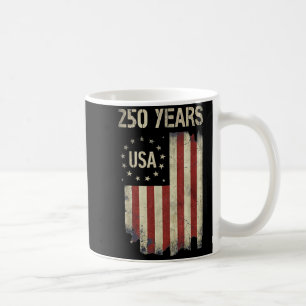 USA 250 Years Anniversary Vintage American Flag Coffee Mug