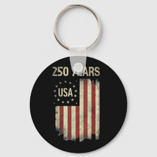 USA 250 Years Anniversary Vintage American Flag Key Ring