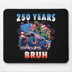 USA 250 Years Bruh Monster Truck Dinosaur for Boys Mouse Pad