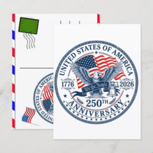 USA 250 Years Celebration: America 1776–2026 Holiday Postcard