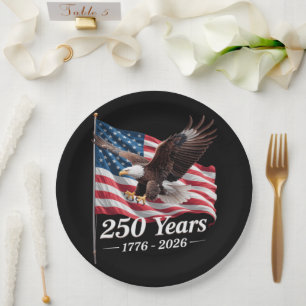 USA 250 Years Eagle 1776-2026 Flag Paper Plate