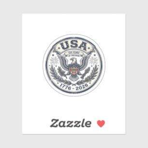 USA 250 Years Freedom Vintage Eagle Badge Shirt_1