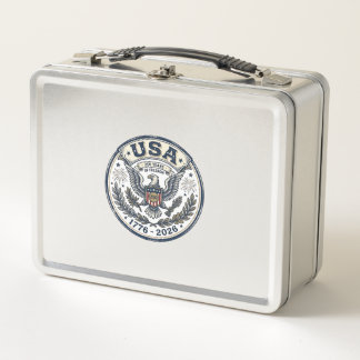 USA 250 Years Freedom Vintage Eagle Badge Shirt_1 Metal Lunch Box