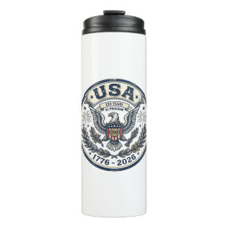 USA 250 Years Freedom Vintage Eagle Badge Shirt_1 Thermal Tumbler