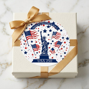 USA 250 Years Independence Day Statue Of Liberty Classic Round Sticker