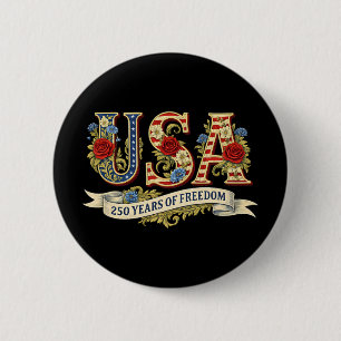 Usa 250 Years Of Freedom 1776 2026 America 250th A 6 Cm Round Badge