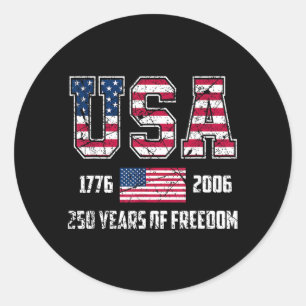 USA 250 Years of Freedom 1776 2026 Americas 250th Classic Round Sticker