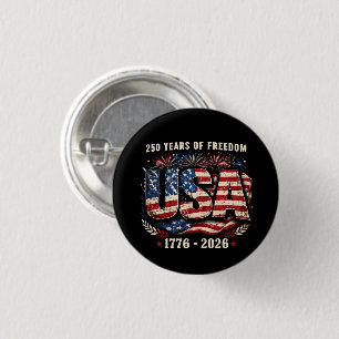 USA 250 Years of Freedom 1776–2026 Patriot 3 Cm Round Badge