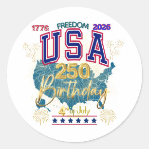 USA 250 YEARS OF FREEDOM CLASSIC ROUND STICKER