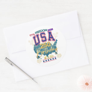 USA 250 YEARS OF FREEDOM CLASSIC ROUND STICKER
