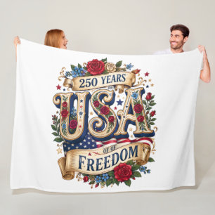 usa 250 years of freedom floral americana fleece blanket