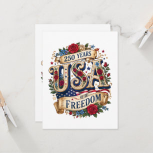 USA 250 Years of Freedom Floral Americana Invitation