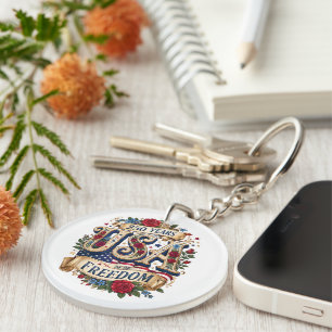 USA 250 Years of Freedom Floral Americana Key Ring
