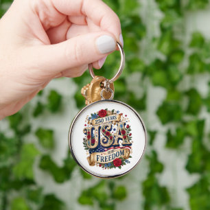 USA 250 Years of Freedom Floral Americana Key Ring