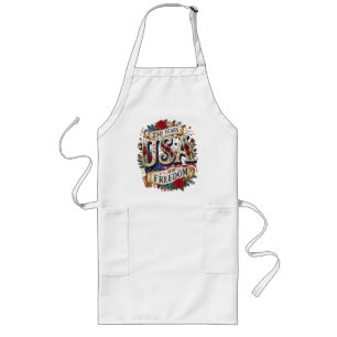USA 250 Years of Freedom Floral Americana Long Apron