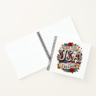 USA 250 Years of Freedom Floral Americana Notebook