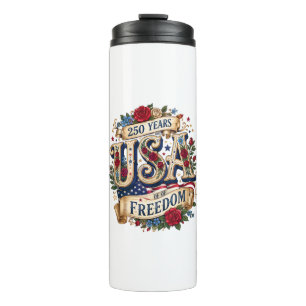 usa 250 years of freedom floral americana thermal tumbler