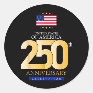 USA 250 Years of Freedom Patriotic America 250th Classic Round Sticker