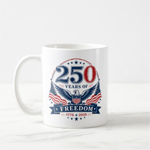 USA 250 Years Of Freedom Patriotic Eagle Design Coffee Mug
