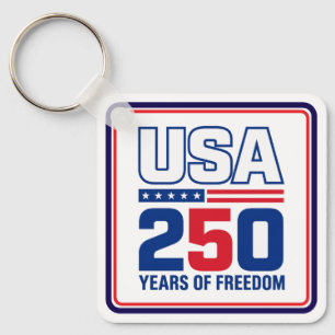 USA 250 Years Of Freedom Patriotic Flag Design Key Ring