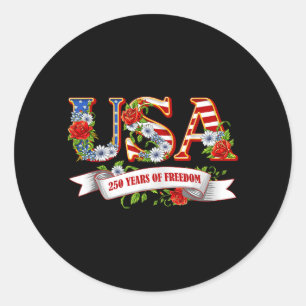 USA 250 Years of Freedom Patriotic Wildflower 4th Classic Round Sticker