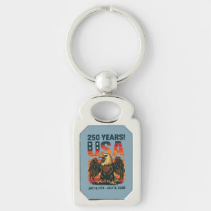 USA 250 Years – Patriotic Bald Eagle July 4th 2026 Key Ring