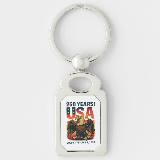 USA 250 Years – Patriotic Bald Eagle July 4th 2026 Key Ring (Front)