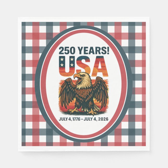 USA 250 Years – Patriotic Bald Eagle July 4th 2026 Napkin (Front)