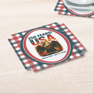 USA 250 Years – Patriotic Bald Eagle July 4th 2026 Paper Coaster