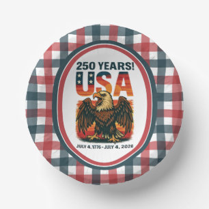 USA 250 Years – Patriotic Bald Eagle July 4th 2026 Paper Plate
