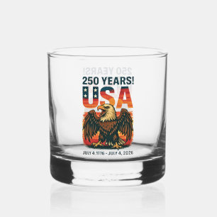USA 250 Years – Patriotic Bald Eagle July 4th 2026 Whiskey Glass