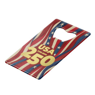 USA 250 Years Patriotic Red White Blue with Gold