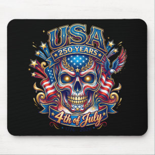 USA 250 Years Patriotic Skull 4th of July Mouse Pad