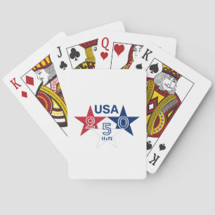 USA 250 Years - Red blue and white stars design Playing Cards
