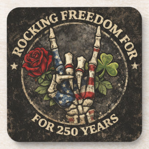 USA 250 Years Rocking Freedom Patriotic Skeleton H Coaster