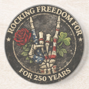 USA 250 Years Rocking Freedom Patriotic Skeleton H Coaster