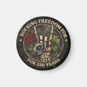 USA 250 Years Rocking Freedom Patriotic Skeleton H Magnet