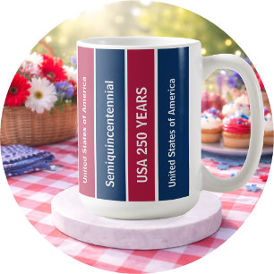 USA 250 Years Semiquincentennial Patriotic Stripes Coffee Mug