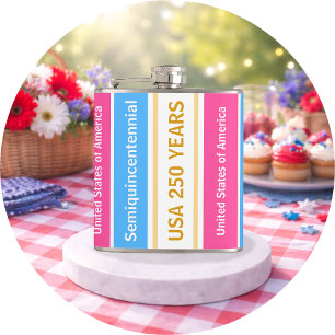 USA 250 Years Semiquincentennial Patriotic Stripes Hip Flask
