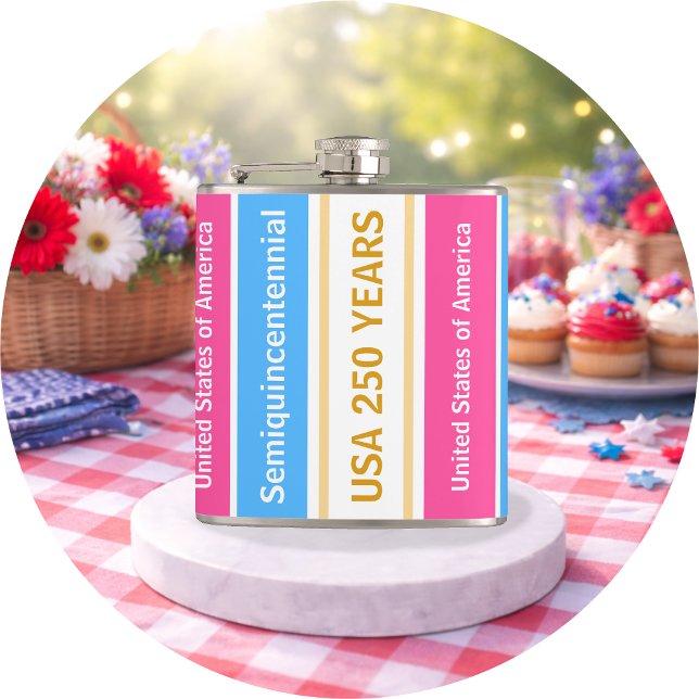 USA 250 Years Semiquincentennial Patriotic Stripes Hip Flask (Creator Uploaded)